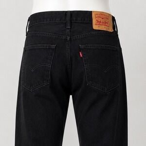 Levis 501 Original Fit Men Black Straight Leg Button Fly Jeans W33 L32 Blank Tab